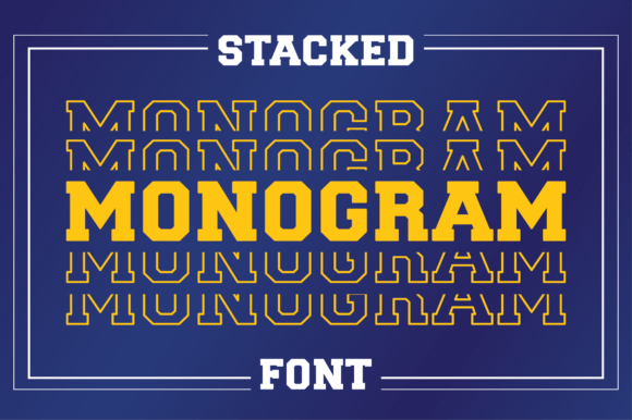 Stacked Monogram: The Bold and Lined Font for Dynamic Sports Apparel